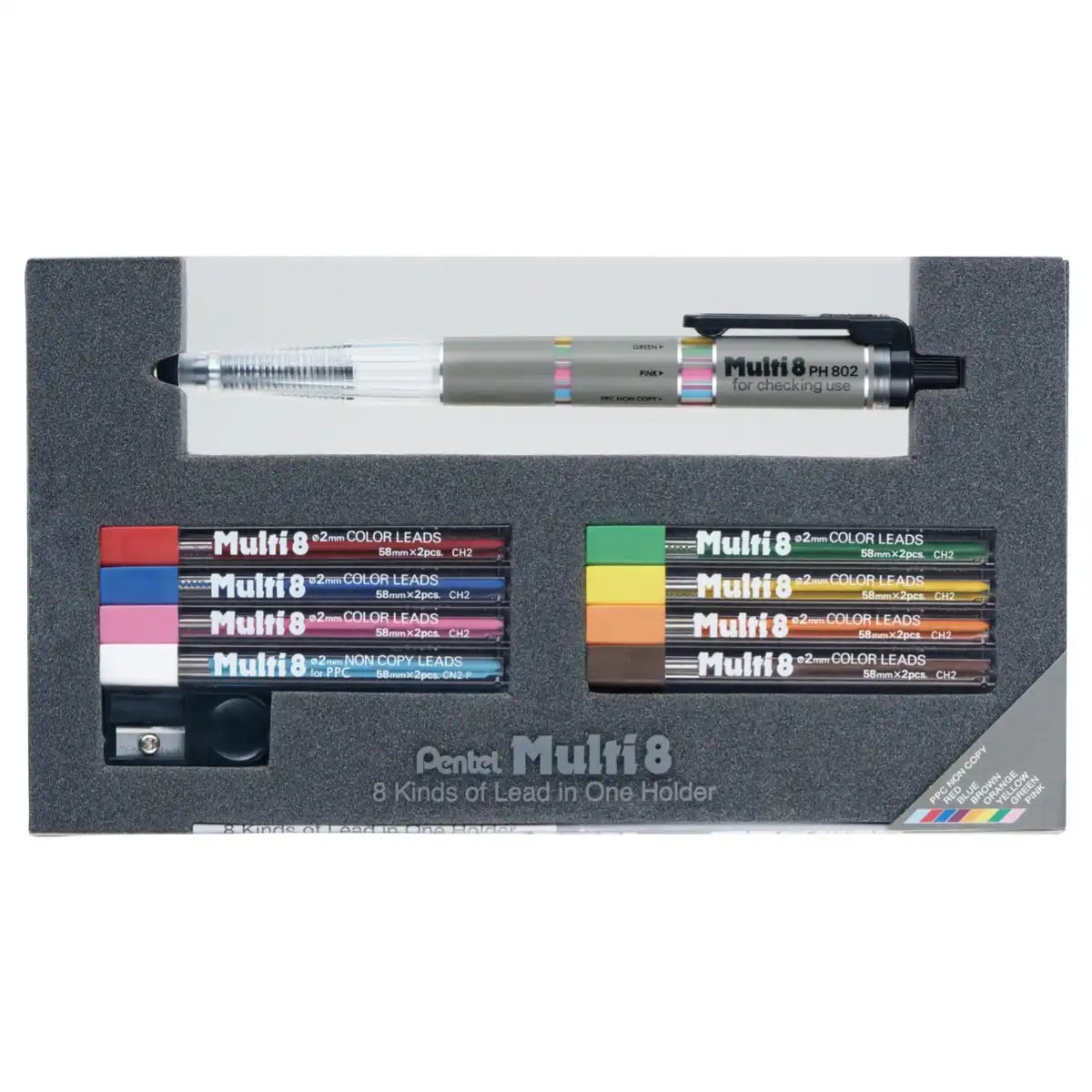 Pentel Multi 8 PH802 8 Color Lead Holder Mechanical Pencil Set 2mm Japan