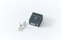 Origami crane incense holder cast in tin