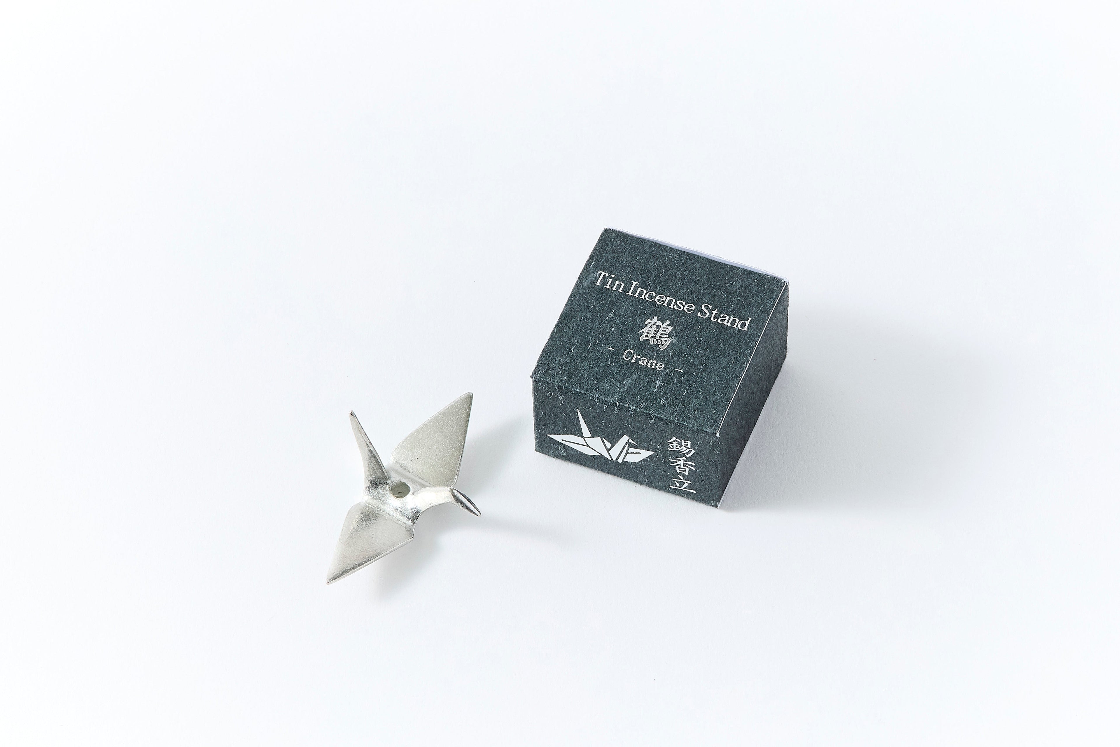 Origami crane incense holder cast in tin